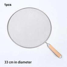 Load image into Gallery viewer, Stainless Steel Splatter Screen For Frying Pans Mesh Guard For Kitchen Cooking Hot Oil Splash Splatter With Wooden Handle
